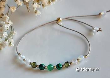 Bransoletka Szczęścia Zodiakalnego Byka Kamienie Naturalne Jedwabny Sznurek