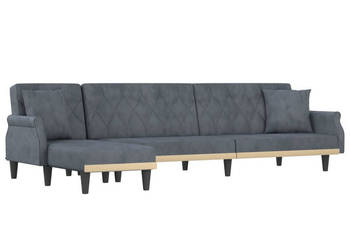Sofa rozkładana L ciemnoszara 271x140x70 cm aksamit WM-3157277