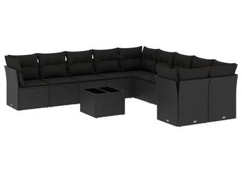 11-cz. zestaw wypoczynkowy do ogrodu poduszki czarny rattan PE WM-3218245