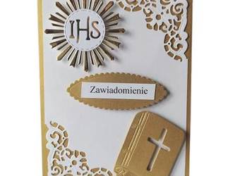 ZAWIADOMIENIA KOMUNIA UNIWERSALNE IHS KSIĄŻKA C6 ZŁOTO - BIEL