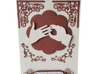 Zawiadomienia Ślub Ręce Z Obrączką Na Serwetce  C6 Beż - Brąz