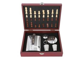 Zestaw Szachy + Piersiówka + Kubeczek Teleskopowy + Lejek + Kieliszki