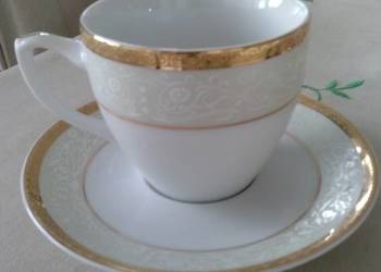Nowa filiżanka ze spodeczkiem, śląska porcelana, na prezent