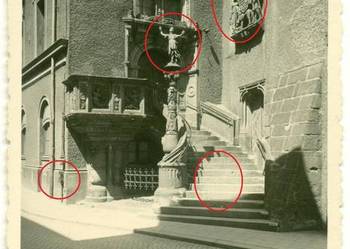 Stara fotografia pocztówka pomnik rzeźba