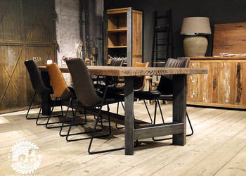 Stół LOFT INDUSTRIALNY ze stali i drewna WEST stare drewno