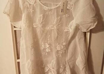 Bluzka włoska biała z kwiatkami