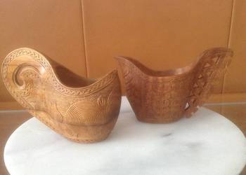 Huculskie mleczniki z drewna orzechowego-rękodzieło