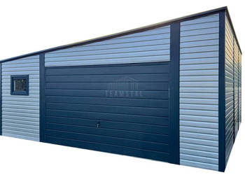Garaż blaszany 7x9m - brama uchylna - drzwi - 3 x okno dach TS1211