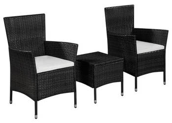 3-cz. zestaw mebli bistro rattan PE czarny WM-44094