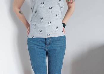 T-shirt w buldogi, Primark, 36, S, psy, szary damski