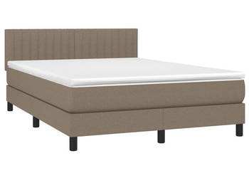 Łóżko kontynentalne z materacem taupe tkanina 140x190 cm WM-3133313