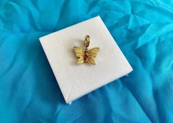 nowa pozłacana zawieszka charms beads potężny vintage motyl srebro 925