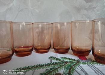 Szklanki, szkło łososiowe, huta Hortensja, 6 szt/250 ml