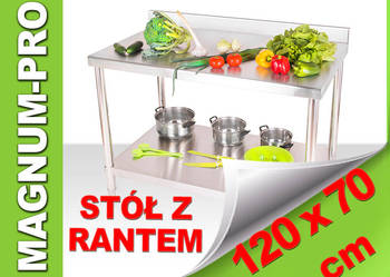 Stół gastronomiczny, roboczy, stalowy 120x60 z rantem