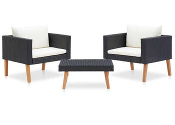 3-cz. zestaw wypoczynkowy do ogrodu poduszki czarny rattan PE WM-310218