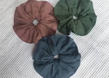 3 szt gumka do włosów scrunchie lniana ozdoba do włosów jakość