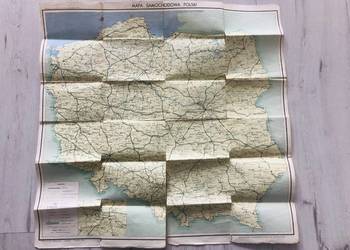 Mapa samochodowa Polski 1967 rok Mapa samochodowa Polski 1967 rok