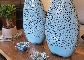 Zestaw dekoracji ceramika Home&You Marino – 2 duże wazony / lampiony + 2 św