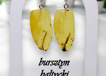 Kolczyki z BURSZTYNU, bursztyn bałtycki, cytrynowe z chmurkami #779