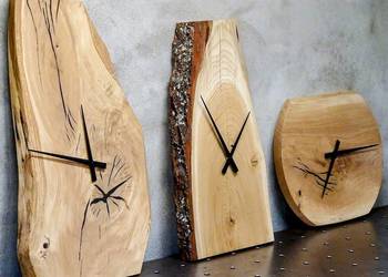 Zegar na ścianę wiszący duży loft naturalny dąb dębowy retro 80cm