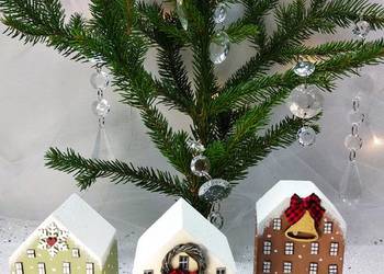 Bajkowe bożonarodzeniowe domki. Ozdoba świąteczna.