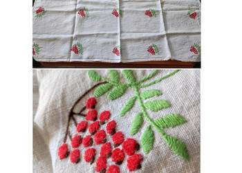 Vintage ludowy rękodzieło cepelia ręcznie haftowany obrus serweta bieżnik j