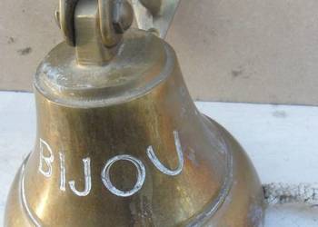 Stary dzwon morski ze statku BIJOU, z uchwytem