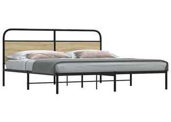 Łóżko Czarne Metalowe Rama Łóżka Metalowa Ze Stelażem 180x200 cm WM-3318643