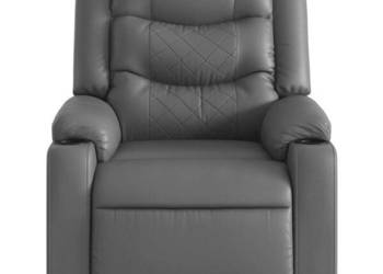 vidaXL Fotel rozkładany, szary, sztuczna skóra(SKU:4015711）