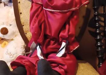 LALA 81 CM DUŻA GLOWA I DLONIE PORCELANA RESZTA MATERIAL STARA LALA