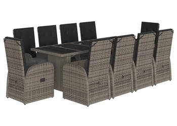 11-cz. zestaw mebli do ogrodu z poduszkami szary rattan PE WM-3277604