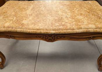 Piękny orzechowy stolik ludwikowski z marmurem -sklep Dąbrowa Górnicza