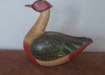 drewniana kaczka figurka - vintage