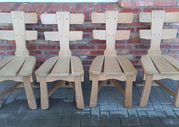 Krzesła dębowe drewniane 4 szt rustykalne twarde drewno b. ciężkie (736)