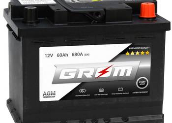 Akumulator 60Ah 680A Grom AGM start&stop P+