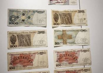 Banknoty PRL 50 100 1000, włoskie i tureckie