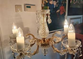 Lampa wisząca, metal, kryształ, Czechosłowacja, lata 70-te