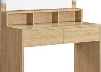 Duża toaletka kosmetyczna lustro oświetlenie LED szuflady dąb sonoma