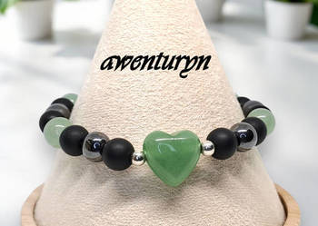Bransoletka z awenturynu, AWENTURYN, serce, kulka #489