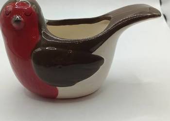Figurka ceramiczna ptak rudzik pojemnik miseczka