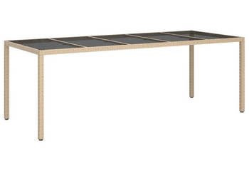 Stół ogrodowy beżowy 250x100x75 cm szkło i rattan PE WM-316728