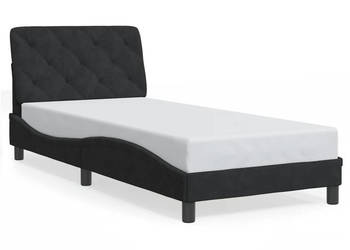 Rama łóżka z zagłówkiem czarna aksamitem 90x200 cm WM-3207901