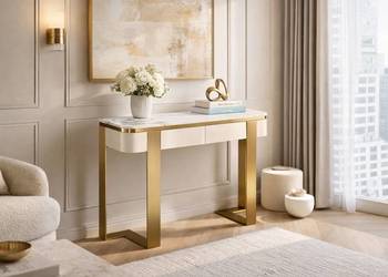 Konsola glamour z marmurem i szufladami Sofia 120x38x85