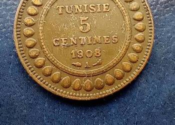 Stare monety 5 centym 1908 Tunezja