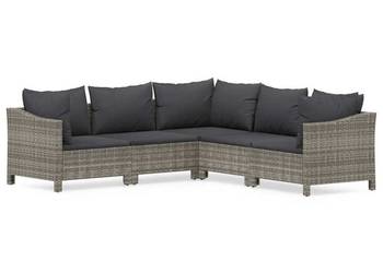 5-cz. zestaw wypoczynkowy do ogrodu, poduszki, szary, rattan PE（3187279）