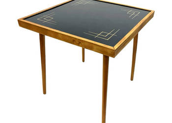 Stolik kawowy Alfred Busch, Niemcy lata 60., szkło & drewno bukowe