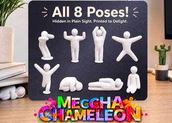 Meccha Chameleon Figurki Gry 8szt 70mm Białe Do Pomalowania Kamuflaż PC