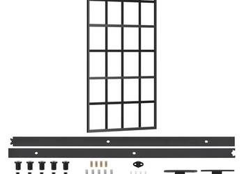 Drzwi przesuwne z osprzętem, szkło ESG i aluminium, 90x205 cm（SKU:3081965）