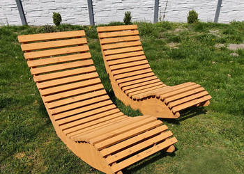 Nowy leżak ogrodowy bujany solidny, drewniany, złożony, zakonserwowany