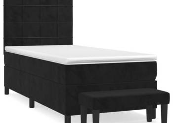 Łóżko kontynentalne z materacem czarne aksamit 100x200 cm WM-3137829